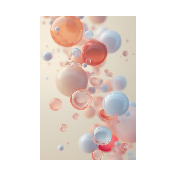 Composition of balloons and bubbles in vibrant happy colors. V5. High quality print.