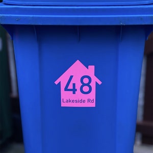 House Shaped Wheelie Bin Stickers, House Shaped Wheelie Bin Numbers, Bin Number Sticker, Number and address Bin Sticker, Wheelie Bin Sticker