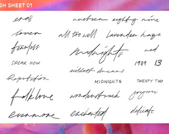 Eras Tour Flash Temporary Tattoo Half Sheet - Design 01
