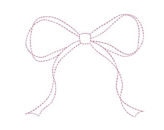 Thin Bow Outline Embroidery File | Three Sizes | Coquette Embroidery Design
