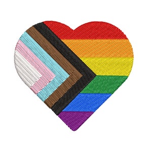 Gay Pride Fortschritt Herz Stickdatei | 3 Größen | Maschinenstickerei