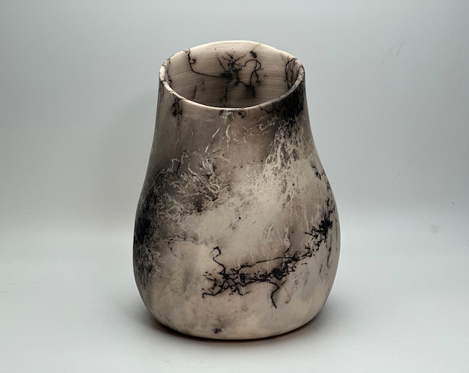 handmade ceramic decorative vase, raku fired