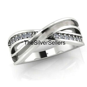 Infinity Shape Blank Bezel Ring With CZ Setting, Good For Resin Work, 925 Sterling Silver Ring, Designer Ring, Blank Trey For Brestmilk Work