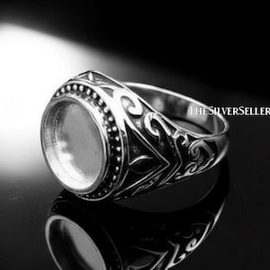 925 Sterling Silver Round Bezel Mens Ring Blank Cup Setting, Designer Men's Ring Blank Ring Setting, Use For Gemstone Setting OR Resin Work,