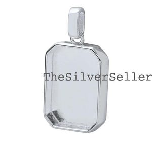 Montatura per ciondolo a forma di rettangolo vuoto in argento sterling 925 per lavori in resina e pietre preziose, castone per ciondolo fatto a mano, base per ciondolo vuota.