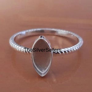 925 Sterling Silver Blank Marquise Shape Bezel Ring For Resin & Gemstone Work, 925 Sterling Silver Handmade Ring Setting, Blank Ring Base.