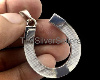 925 Sterling Silver Horse Shoe Pendant Setting For Resin Work, Good Luck Pendant Blank, Horse Jewelry Pendant, Blank Horse Hair Pendant.