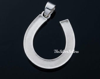 925 Sterling Silver Horse Shoe Pendant Setting For Resin Work, Good Luck Pendant Blank, Horse Jewelry Pendant, Blank Horse Hair Pendant.