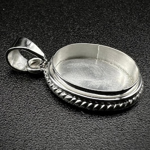 925 Sterling Silver Blank Oval Shape Bezel Pendant Setting For Resin & Gemstone Work, Handmade Oval Bezel Pendant Cup, Blank Pendant Base.