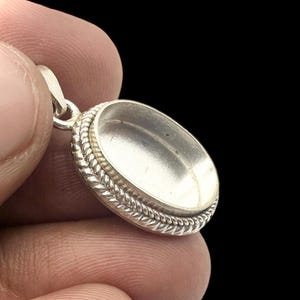 925 Sterling Silver Blank Oval Shape Bezel Pendant Setting For Resin & Gemstone Work, Handmade Oval Bezel Pendant Cup, Blank Pendant Base.
