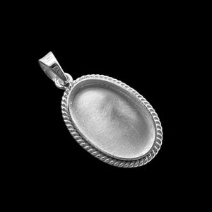 925 Sterling Silver Blank Oval Shape Bezel Pendant Setting For Resin & Gemstone Work, Handmade Oval Bezel Pendant Cup, Blank Pendant Base.