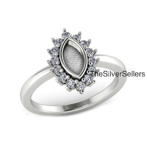 925 Sterling Silver 8x4 MM Marquise Shape Bezel Ring, Marquise Ring With CZ Setting For Resin/Breast milk, Keepsake Ring, Designer Ring DIY.