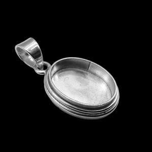 925 Sterling Silver Blank Oval Shape Bezel Pendant Setting For Resin & Gemstone Work, Handmade Oval Bezel Pendant Cup, Blank Pendant Base.