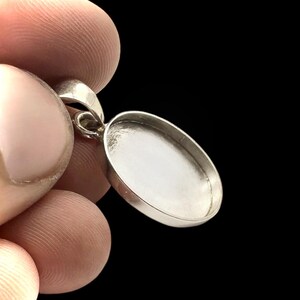 925 Sterling Silver Blank Oval Shape Bezel Pendant Setting For Resin & Gemstone Work, Handmade Oval Bezel Pendant Cup, Blank Pendant Base.