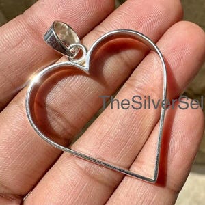 925 Sterling Silver Open Bezel Blank Heart Shape Hollow Pendants Setting Charm Silver Diy For Resin Jewelry Making, Frame Pendant For Resin.