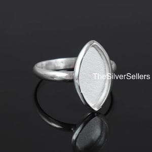 925 Sterling Silver Blank Marquise Shape Thick Bezel Ring For Resin & Gemstone Work, Blank Marquise  Handmade Ring Setting, Blank Ring Base.