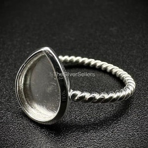 925 Sterling Silver Blank Pear Shape Thick Bezel Ring For Resin & Gemstone Work, 925 Sterling Silver Ring, Handmade Ring, Blank Ring Base.