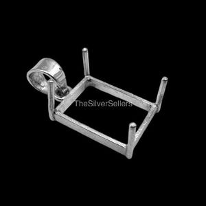 Montatura per ciondolo a forma di rettangolo vuoto in argento sterling 925 per lavori in resina e pietre preziose, castone per ciondolo fatto a mano, base per ciondolo vuota.