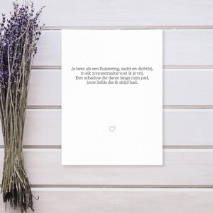 Poème de mort - Poème de deuil - Carte - Papier exclusif - Perte - Comme un murmure - Carte physique
