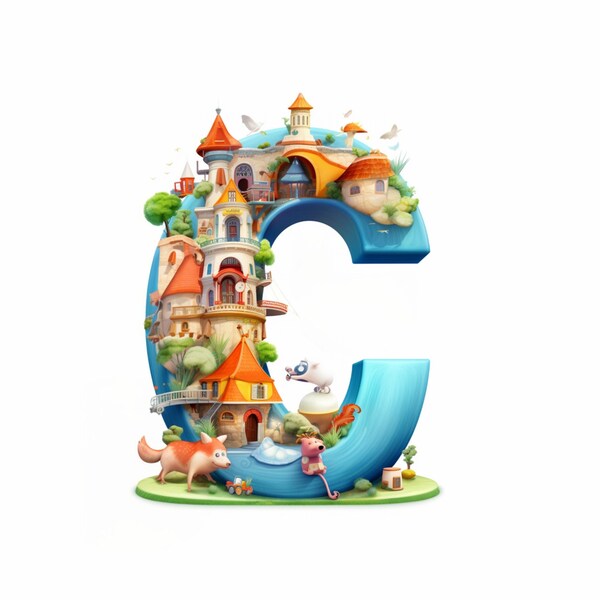 Alphabet letter "C" - 3D art for children's rooms