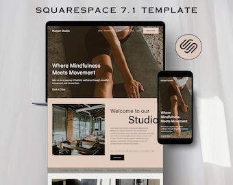Squarespace Website Template | Health & Fitness Website Template | Pilates Squarespace Website | Modern Minimal Website | Squarespace 7.1