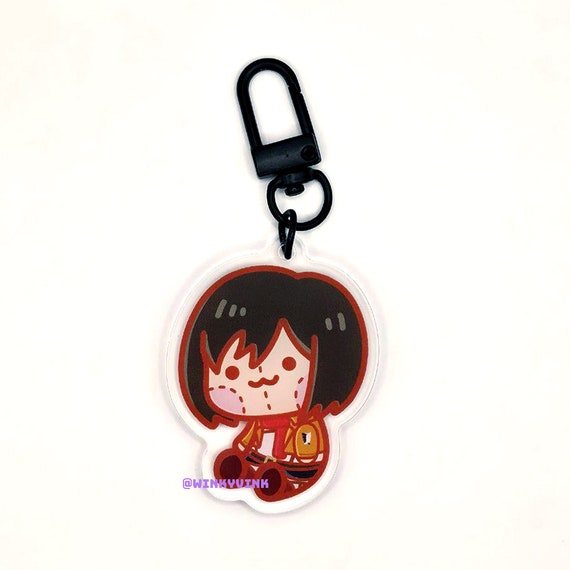 Cute Plushie Style AOT Anime Mikasa Ackerman Acrylic Keychain