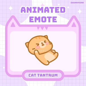 Geanimeerde schattige gember-oranje kat die driftbui-emote gooit | Twitch, Discord, YouTube