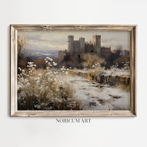 PRINTABLE Castle Painting,Printable Wall Art,Vintage Landscape Print,Digital Download