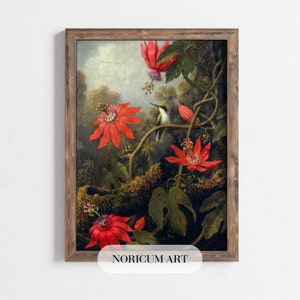 PRINTABLE Colibri Wall Art,Farmhouse Wall Decoration,Rustic Animal Print,Vintage Flower Art,Digital Download