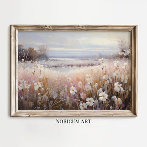PRINTABLE Field of Flowers,Vintage Oil Painting,Digital Landscape Art,Vintage Print,Digital Download