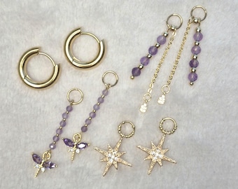 3-in-1 oorbellen - 1 paar creooloorbellen, 3 hangers