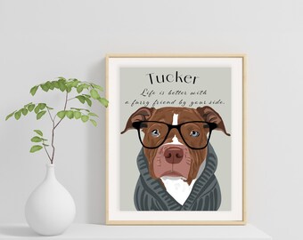 Custom Pet Portrait From Photo, Digital Pet Illustration, Dog Memorial Gift, Personalized Gift For Her, Dog Lover Gift, Dog Mom Gift