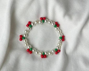 Dainty Cherry Bracelet, Handmade Bracelets, Gifts for Her, Summer