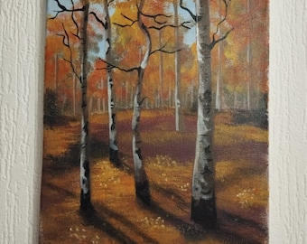 Arbres naturels de la forêt : peinture acrylique sur toile