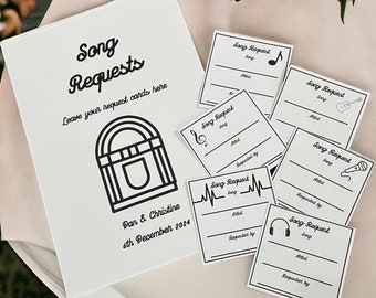 PRINTED 100 Song Request Cards plus A4 Poster - Printed on 160gsm Card - Handmade - Custom - Wedding - Birthday Party - Ceremony