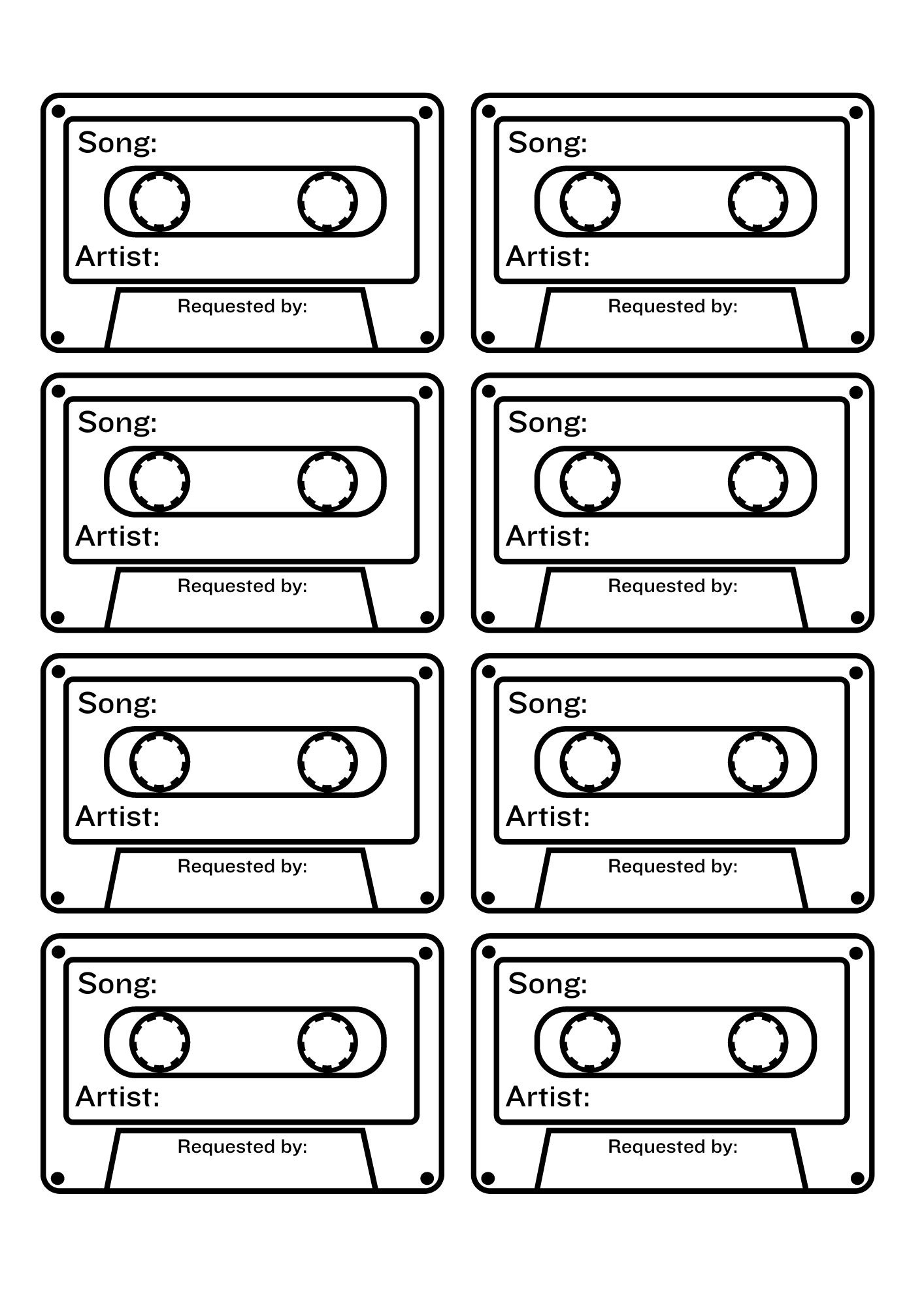 Downloadable and Printable Song Request Cards Wedding Celebrations ...