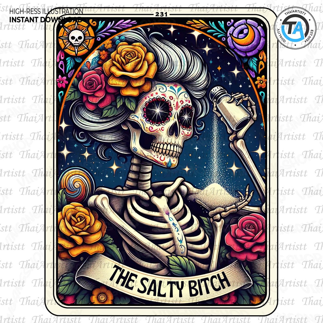 the-salty-bitch-funny-tarot-card-png-sarcastic-sweary-skeleton