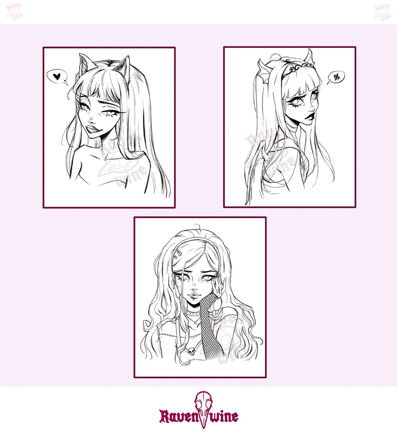 Monster Girls Coloring Pages 3 Pages Cute Coloring Pages Adults & Kids