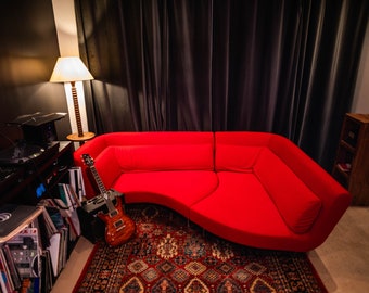 Ligne Roset “Yang” Sofa, in Red Kvadrat “Divina” Fabric