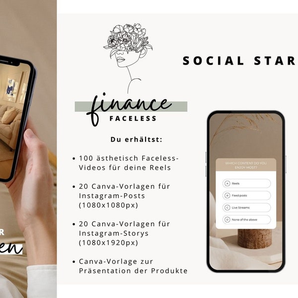 Social Starter Kit | Faceless Videos | Story Templates | Post templates with Master Resell Rights