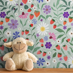 Tapete für Mädchenzimmer, Blumenmuster, Abnehmbare Tapete, Kinderzimmer, Kinderzimmer, Kinderzimmer, Kinderzimmer, Kinderzimmer, Wanddeko