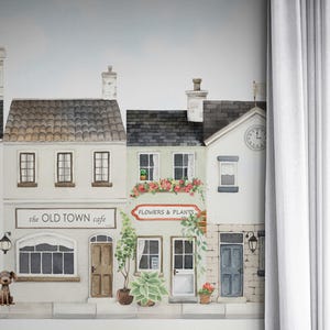 City Street Houses Wallpaper Bedroom Girl