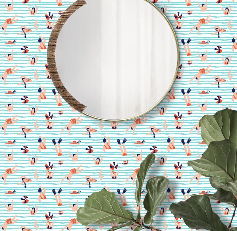 Swimmers wallpaper bathroom cute