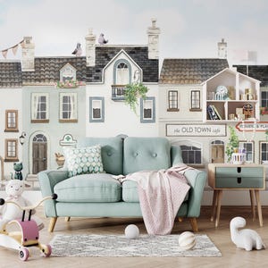 Nursery Wallpaper Kids Room Houses Medieval