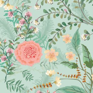 pink green navy wallpaper for bedroom