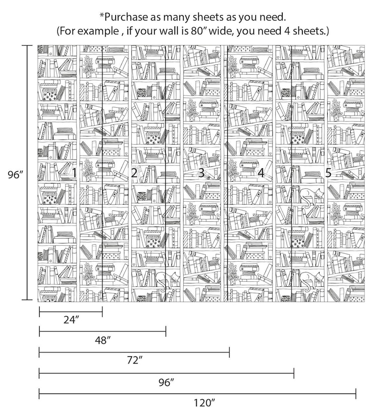 book shelf wallpaper for reading corner
