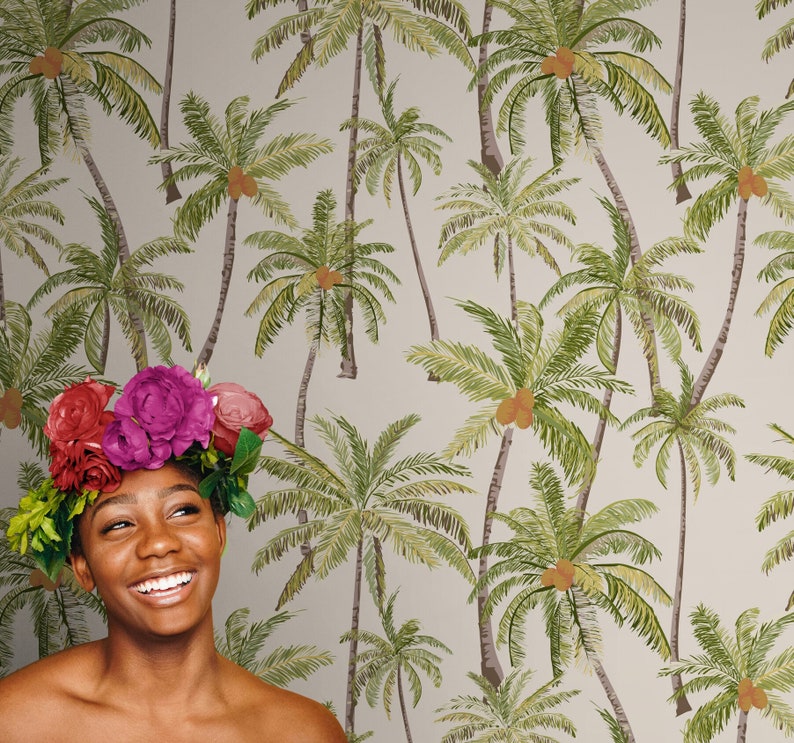 Palm Trees Wallpaper Green