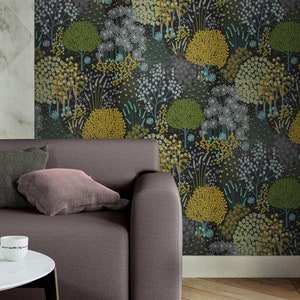 Dark leaf Wallpaper Bedroom