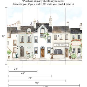 Wallpaper Vintage Nursery City Houses Dog Cat Cafe Restaurant