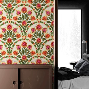 wallpaper art deco red unpasted for woman bedroom